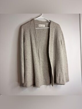 Fat Face Women's Ribbed Open-Front Cardigan in Heather Gray